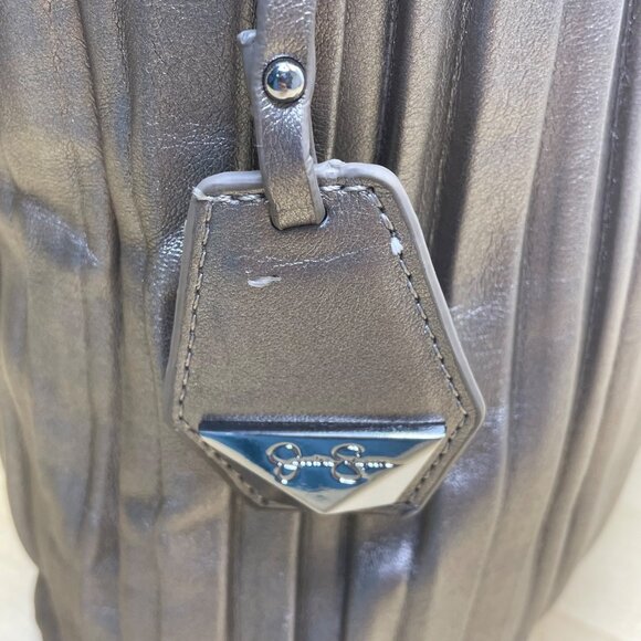 Jessica Simpson Women’s Platinum Metallic Pleated Chain-Strap Becca Handbag - Picture 7 of 16